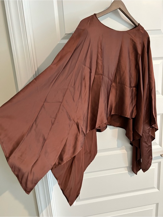 Sies Marjan Tops - Sies Marjan Satin Draped Top Assymetrical Chocolate Brown Size 8